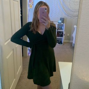 Olive green wrap dress